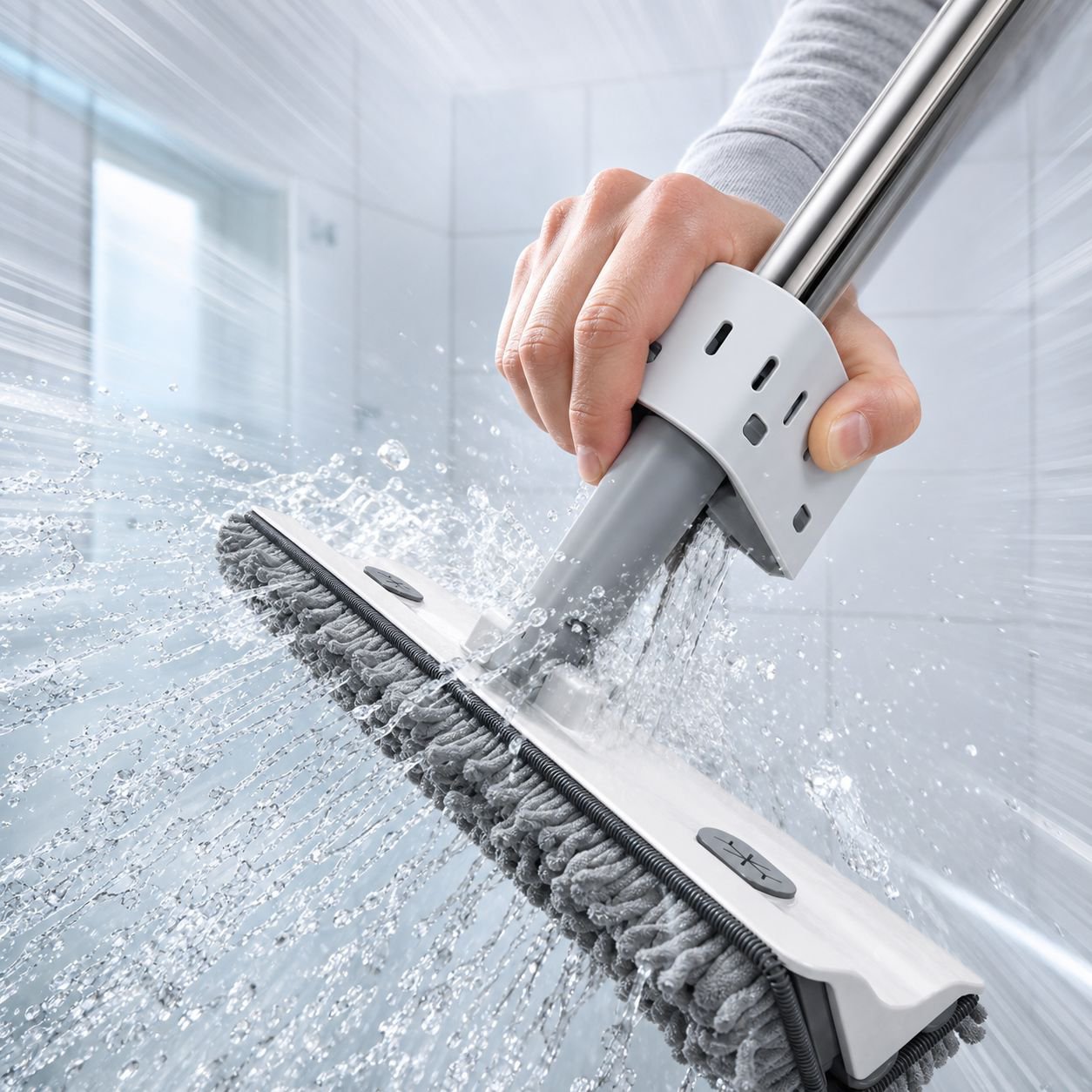 Double-sided wet and dry mop for household cleaning