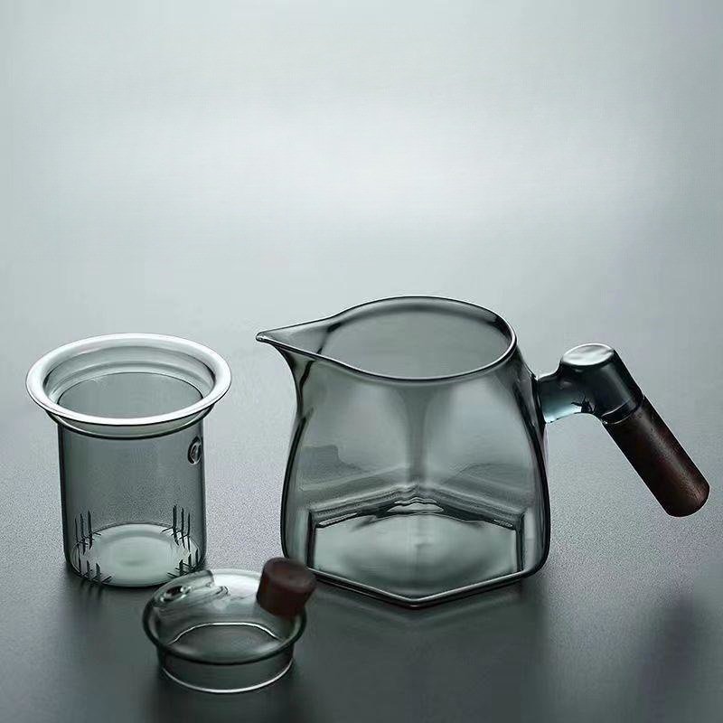 ガラス製の六角形ティーポット