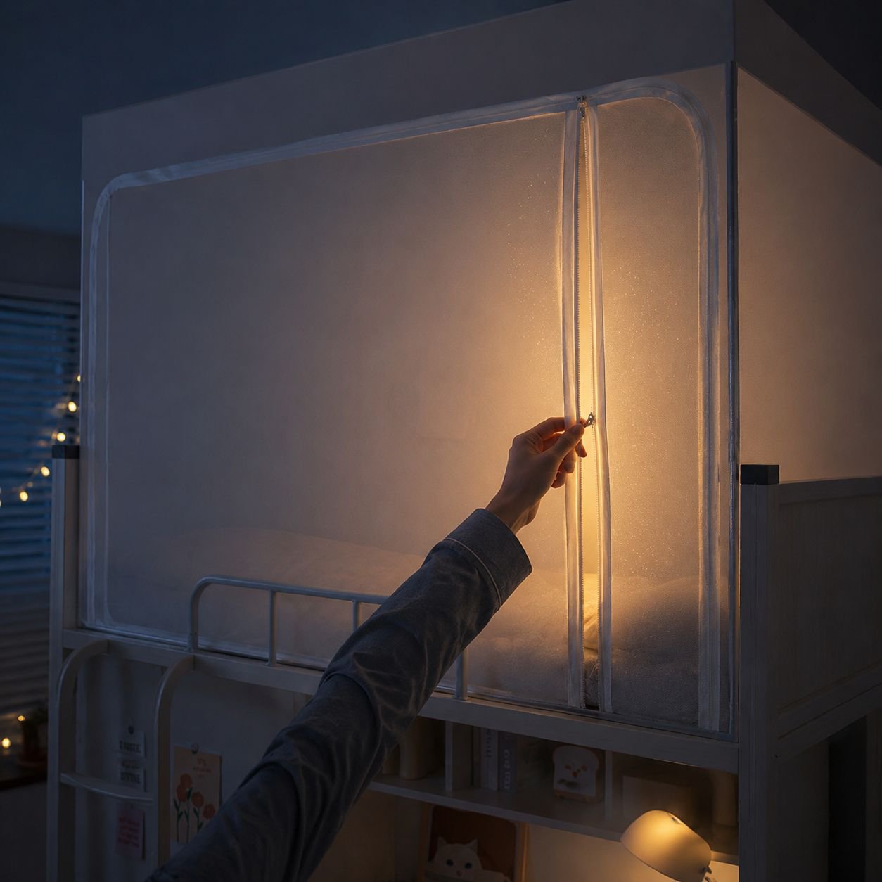 Dormitory antifall zipper type upper and lower bunk dust blackout curtain antimosquito net