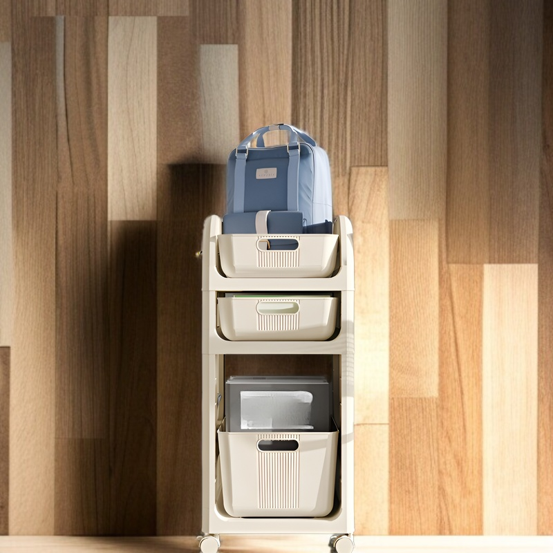 キャスター付きテーブル下可動式トロリーラック全体画像