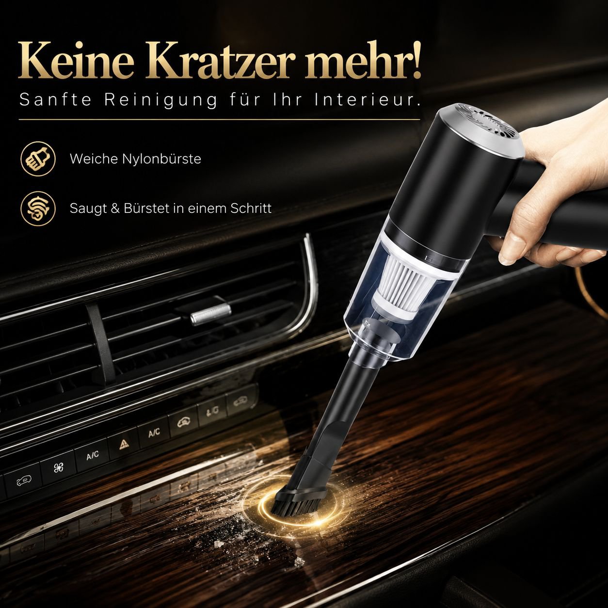 Tragbarer kabelloser Auto-Staubsauger, innovatives Saugkraft-Design