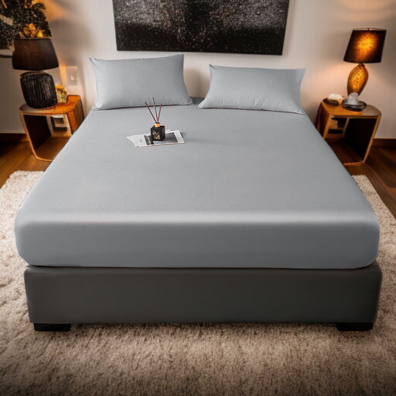 マットレスプロテクター マルチカラー対応無地アイスシルクベッドカバー 滑り止めシルキーマットレスプロテクター 涼感ダストカバー