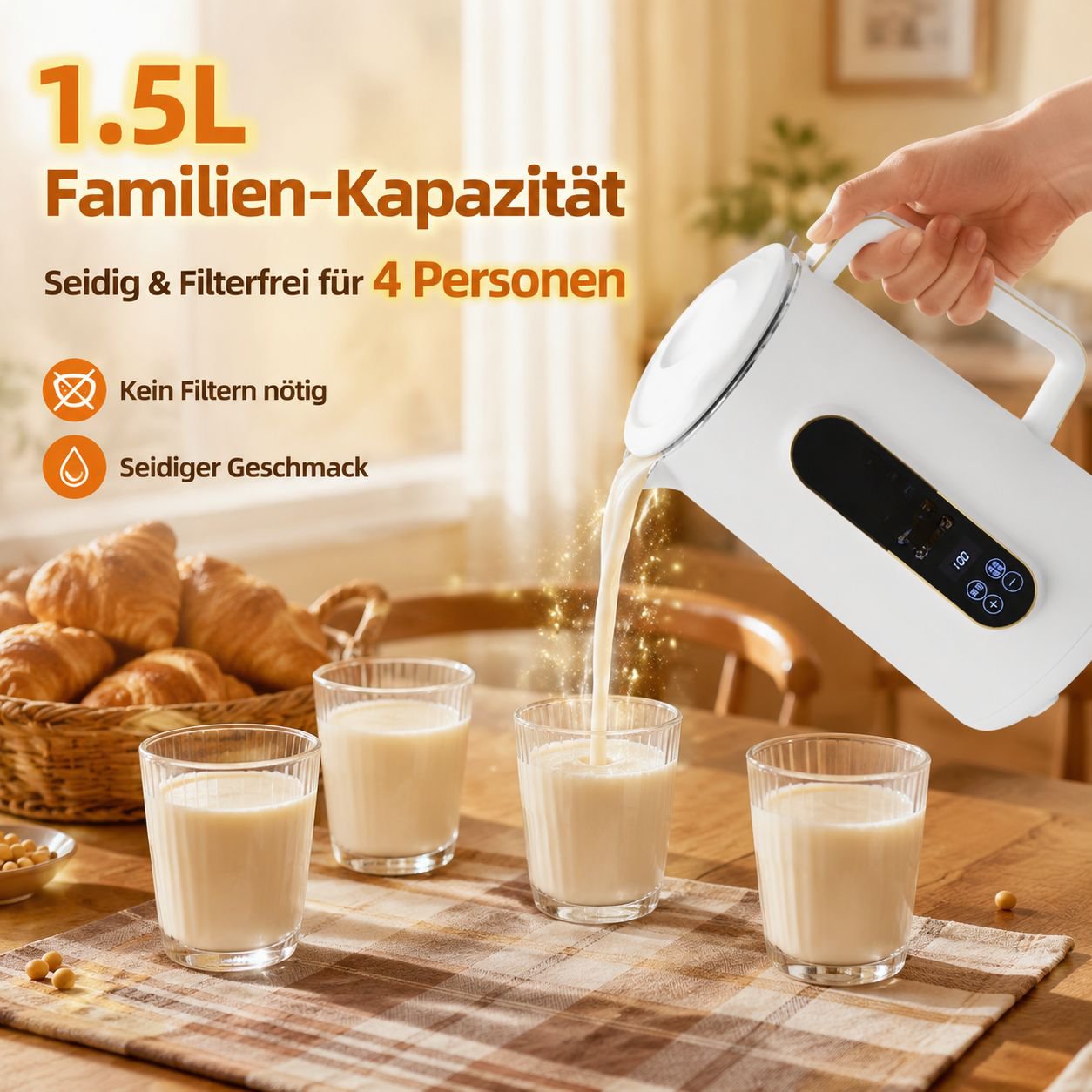Elektrischer Mini-Sojamilch- und Entsafter für den Haushalt, 10-Klingen, 800ml