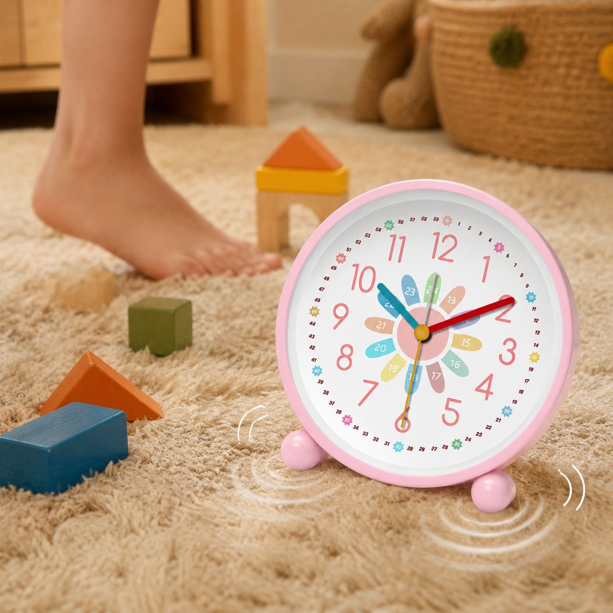 Mini alarm clock for children, early education, cute design, simple cartoon style, perfect for livin