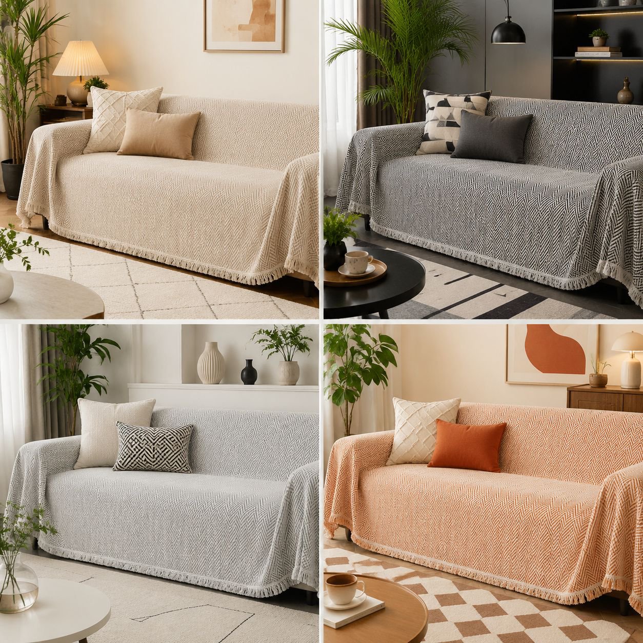 Striped chenille sofa cover, full coverage, simple and elegant sofa cover