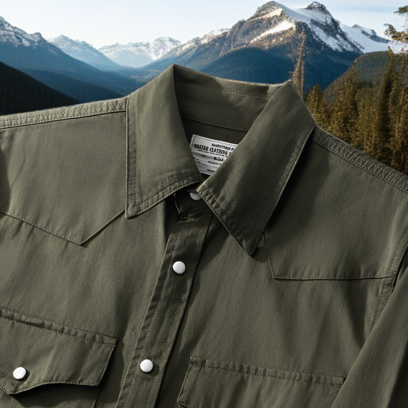 新作無地ヘリンボーンハードマンシャツ全体画像