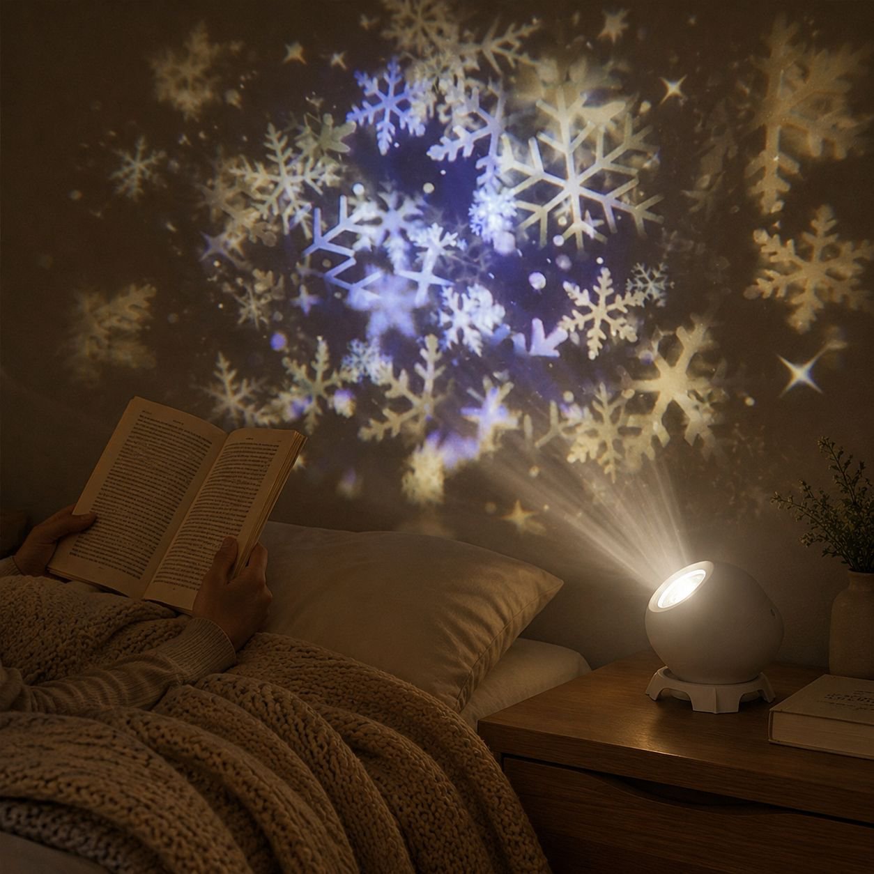 Projector lamp creating a dreamy ambience for parties