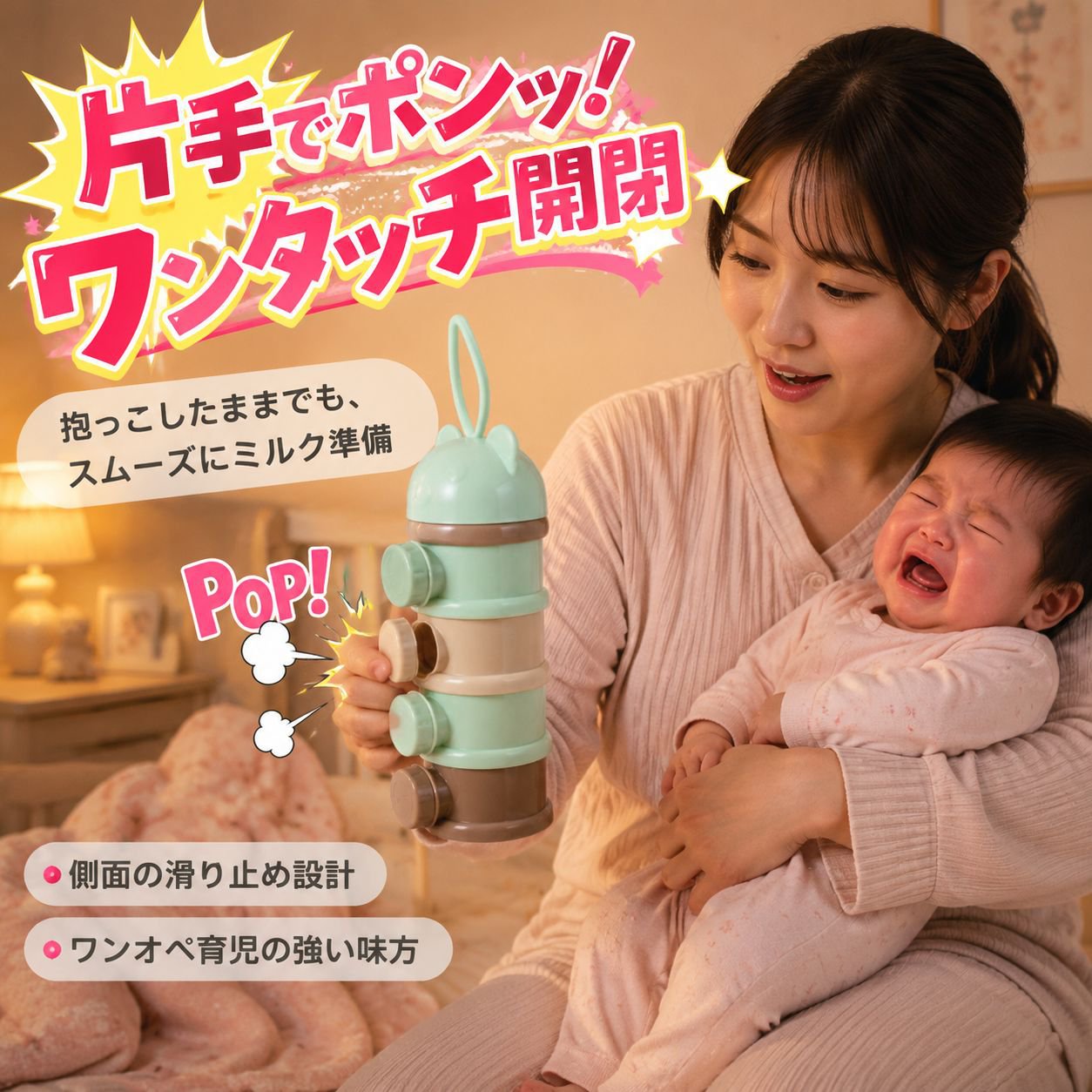 お出かけ用ベビーミルクパウダーケース 密封仕切り付きミニボックス