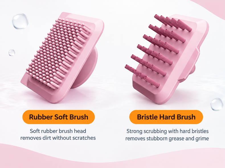 Hard-to-reach gap cleaning brush with durable bristles
