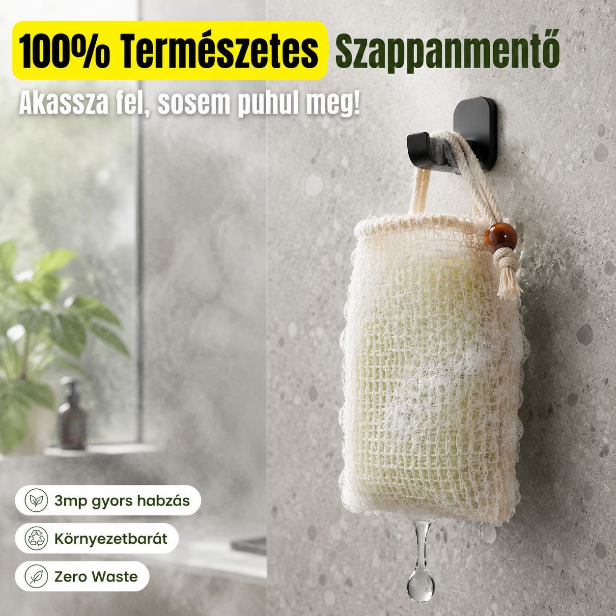 Otthoni fürdőszobai lenvászon kézműves szappanzsák, többszörös használatra, habhálós szappanzsák