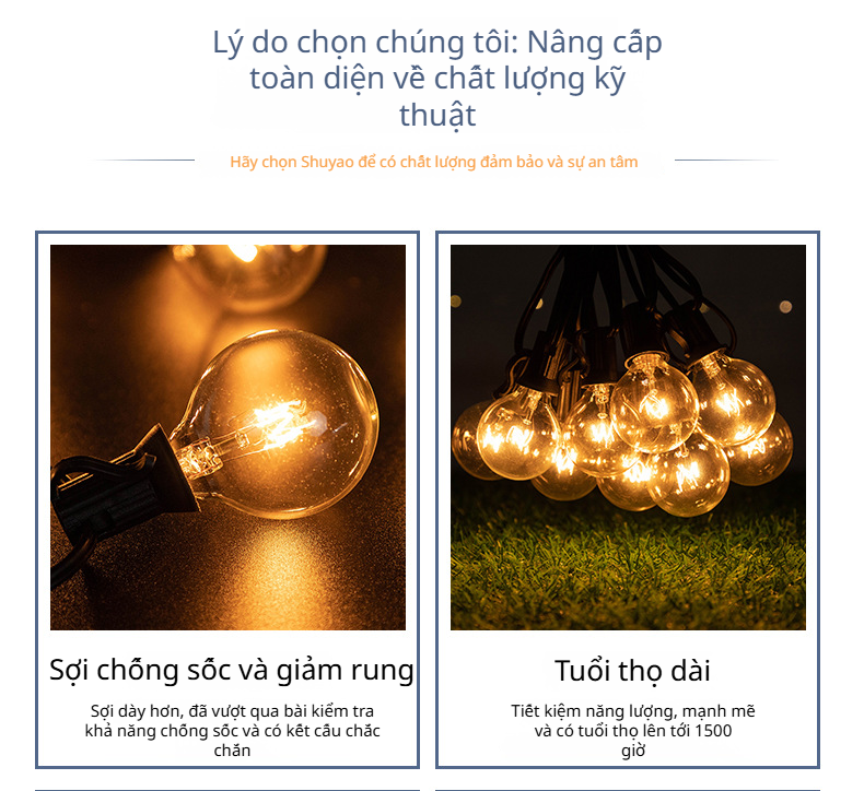 Đèn chiếu sáng ngoài trời chống nước đèn dây trang trí tiêu chuẩn Châu Âu