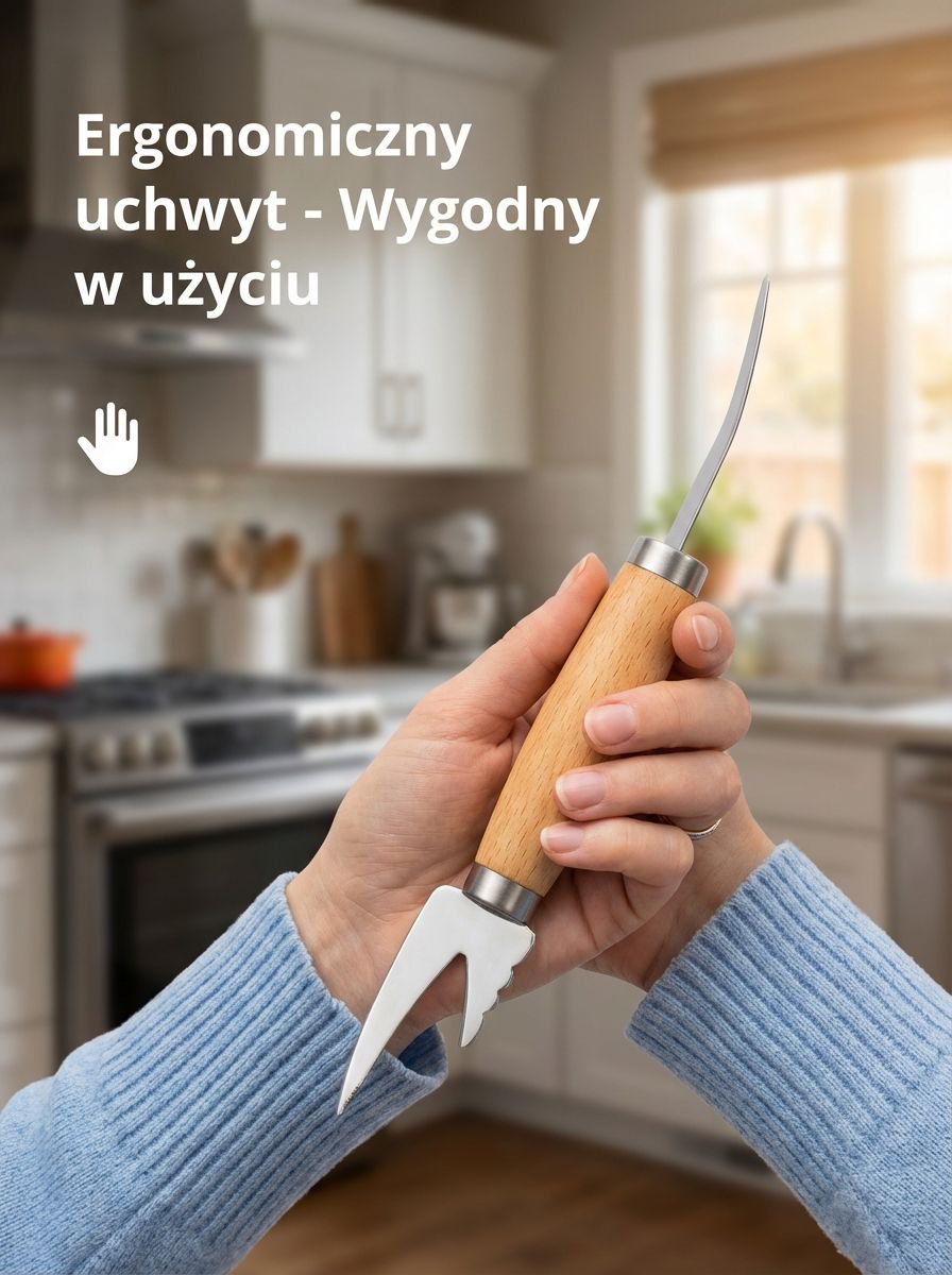 Krewetki czyszczone narzędziem do usuwania żyłek