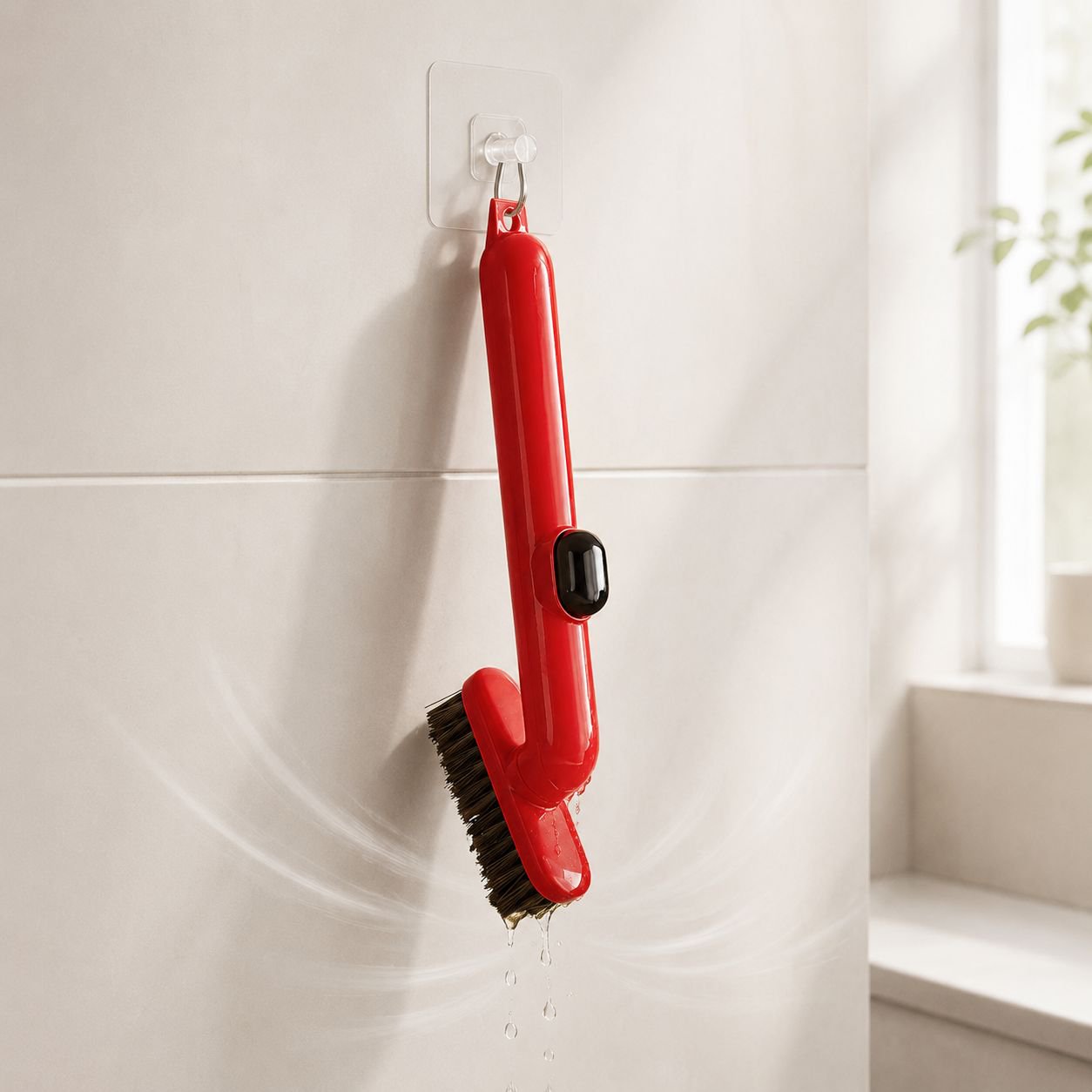 Anwendung der Fugenreinigungsbürste im Badezimmer