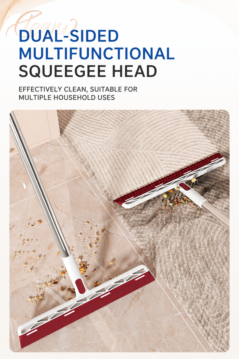 Household broom for removing dust, dirt, and hair from floors