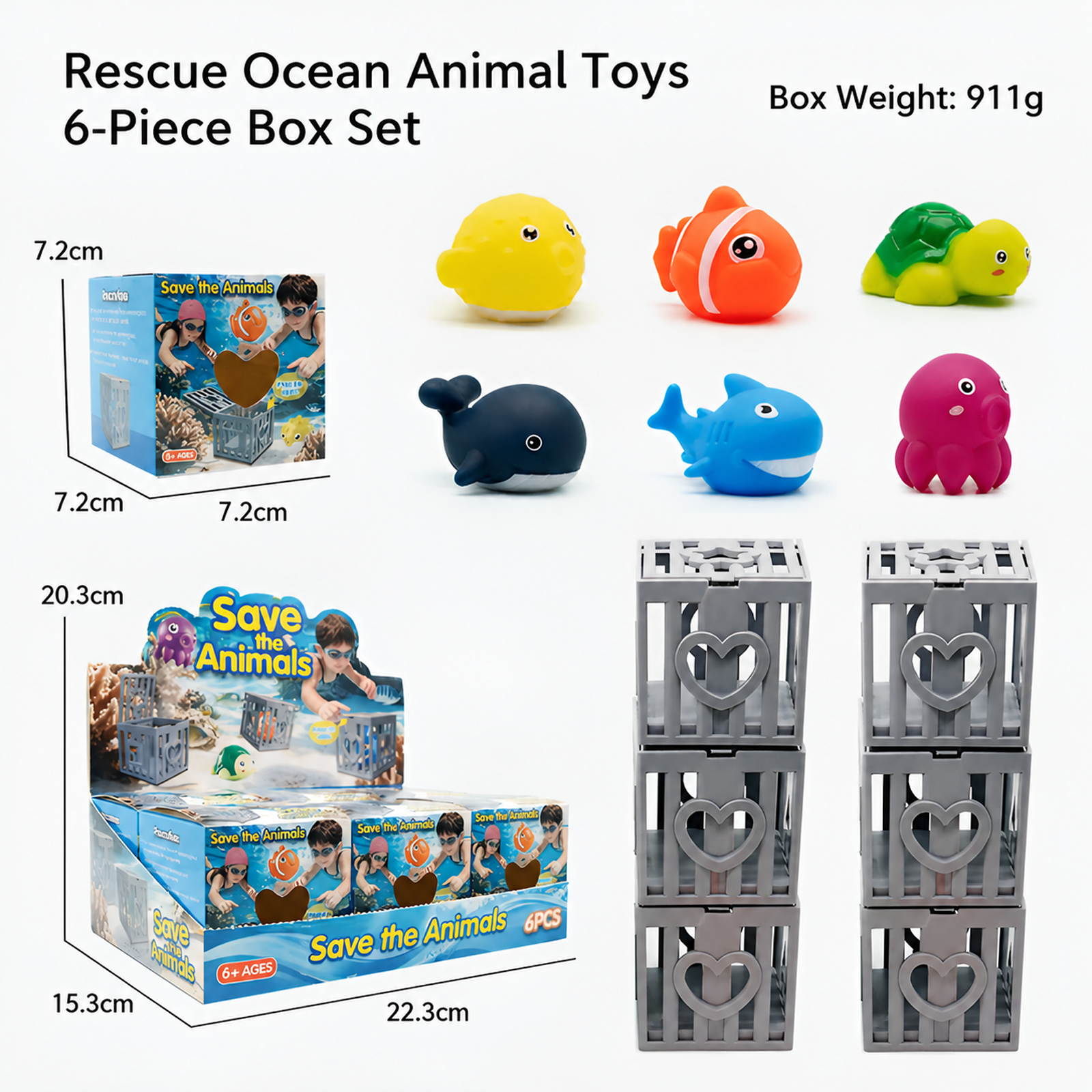Rescue marine animals, deep-sea explorer, water play, diving cage rescue, baby swimming, grasping tr