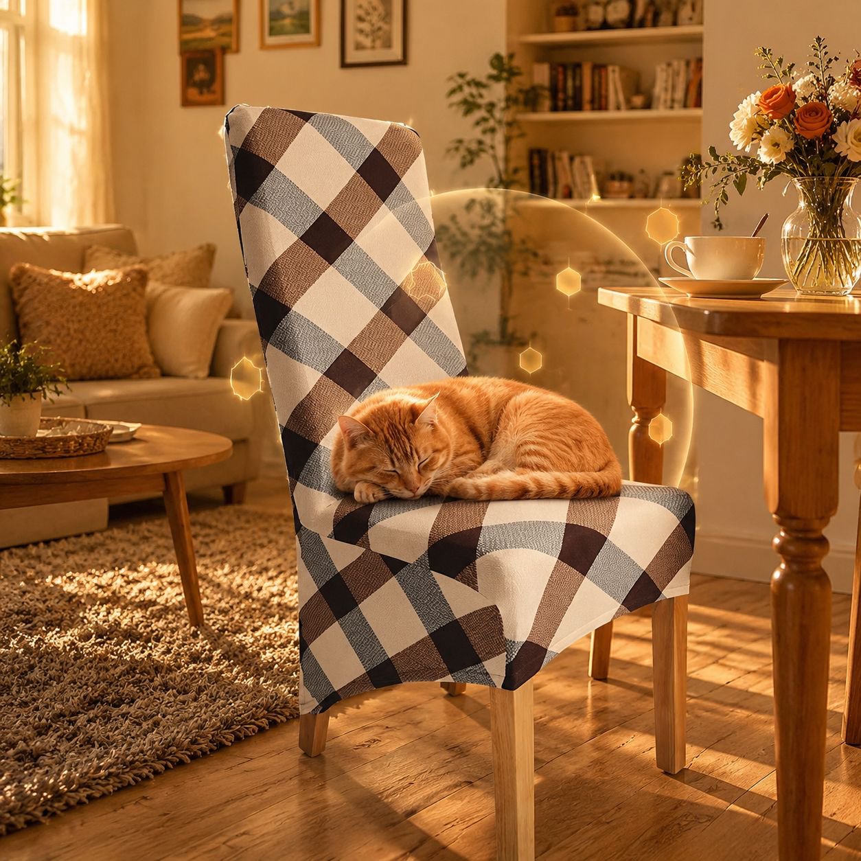 Decorative stretch chair cover for workspace upgrade