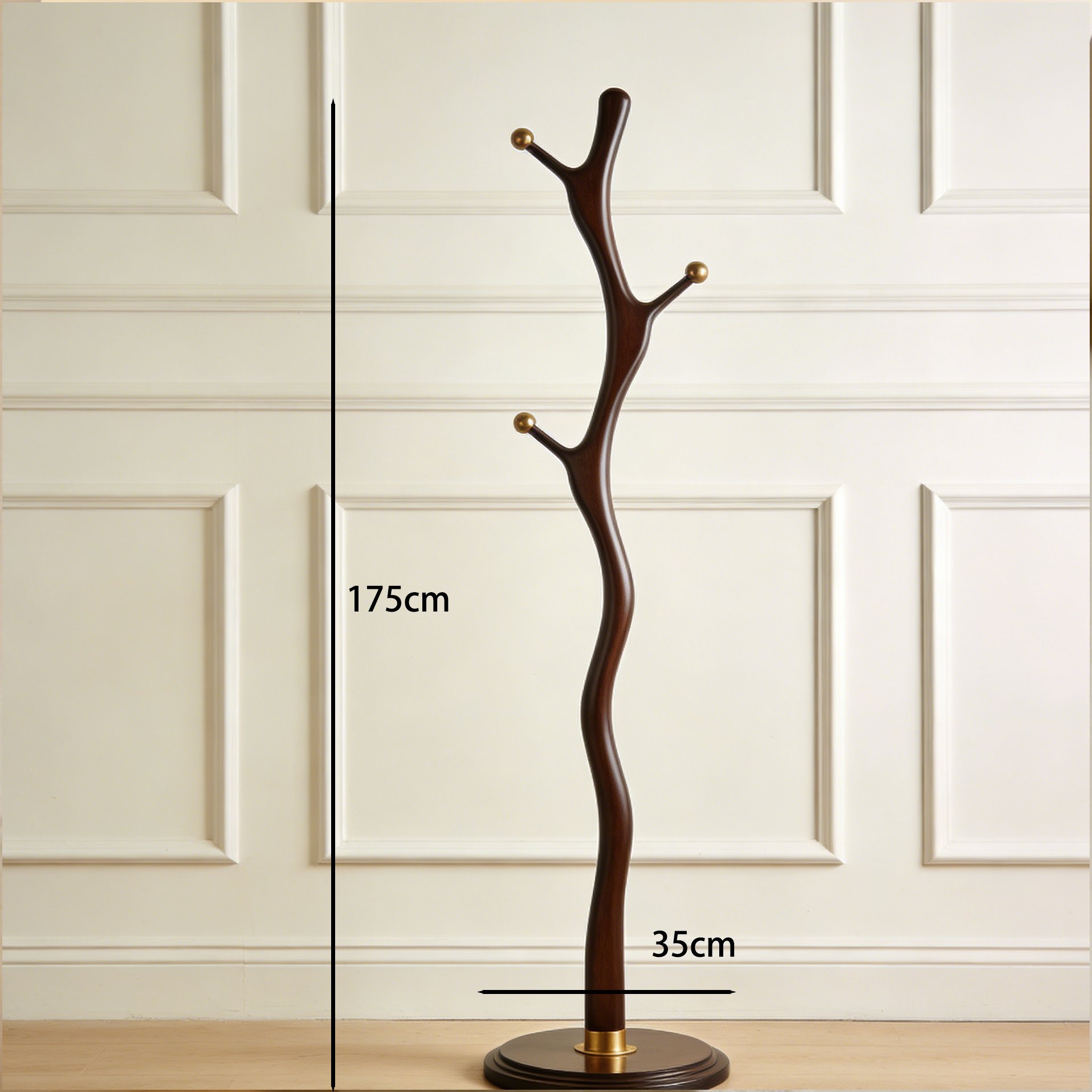 Solid wood branch style coat rack in entryway