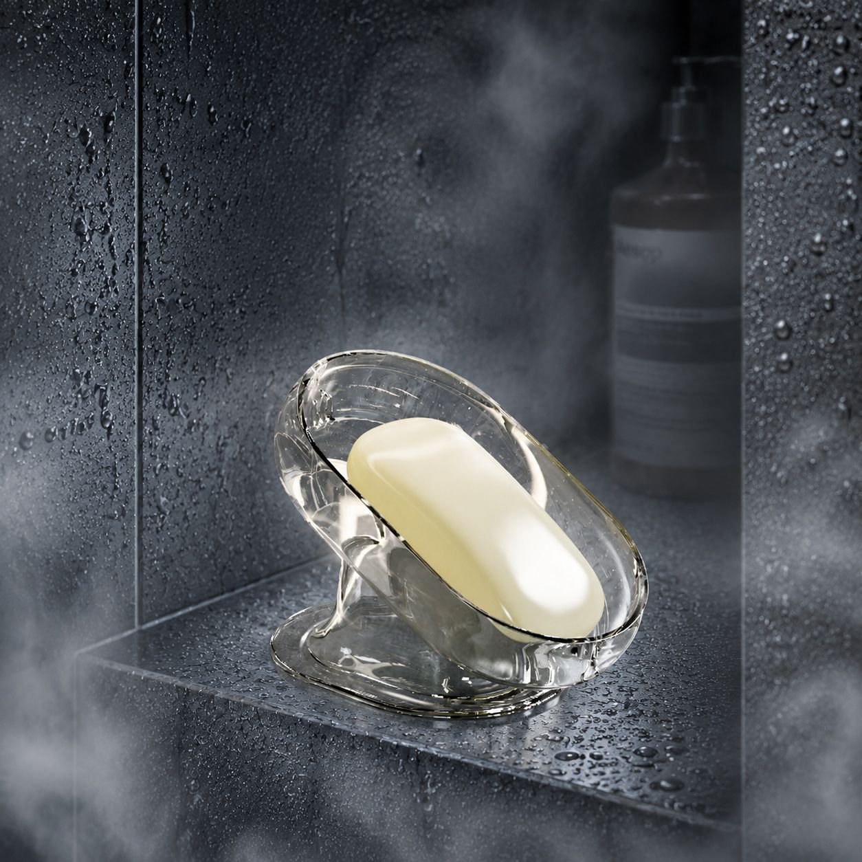 Organized bathroom with large soap holder