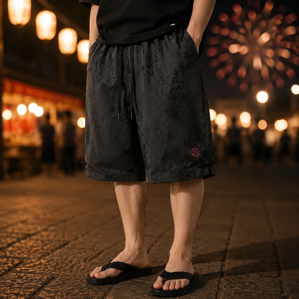 和漢ミックス原宿系メンズハーフパンツ正面画像