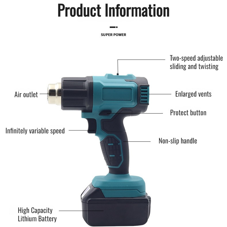 Pistolet thermique sans fil pour gaine thermorétractable et soudure plastique
