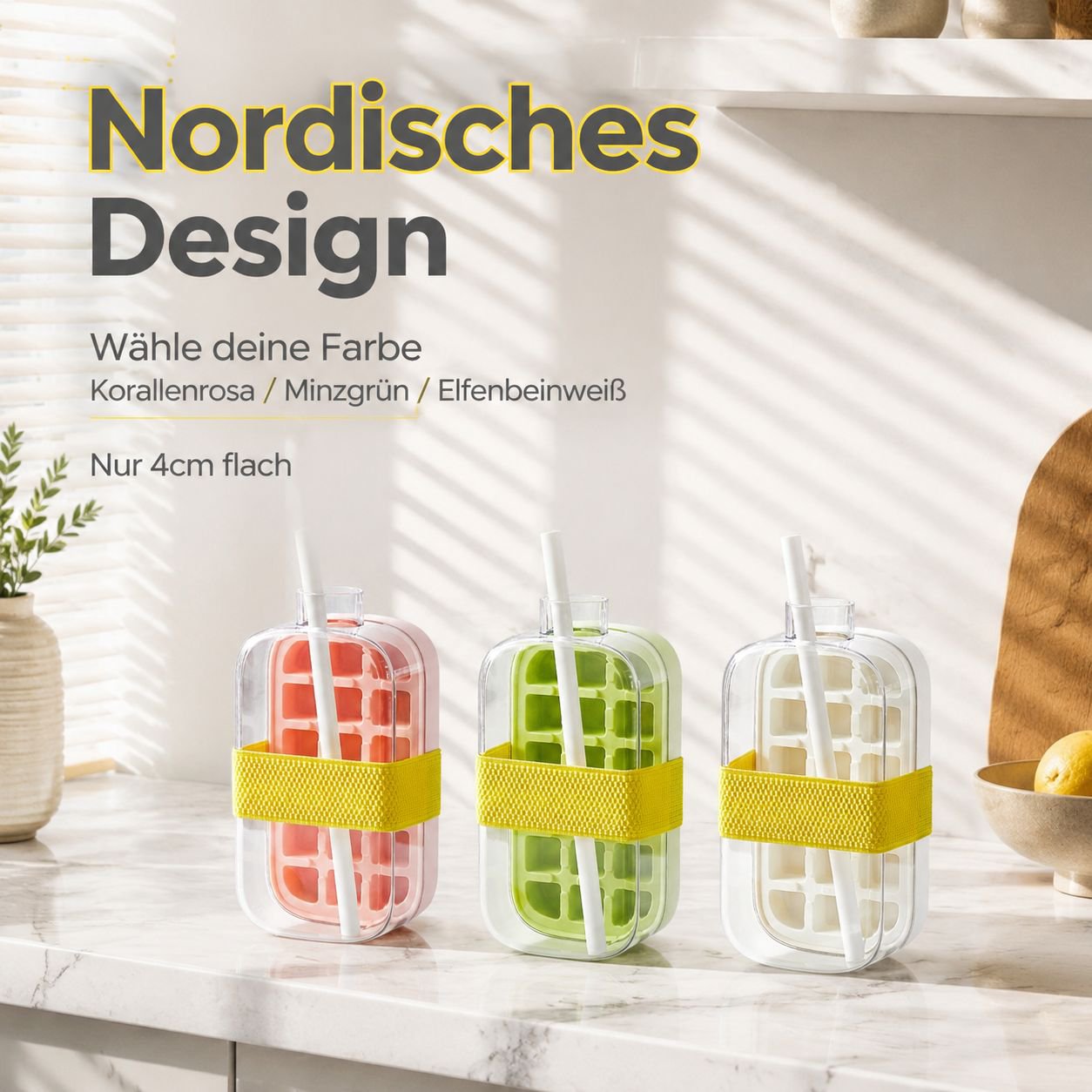 Eiswürfelform mit Pressbefüllung und Wasserkaraffe, Haushalts-Eiswürfelbereiter