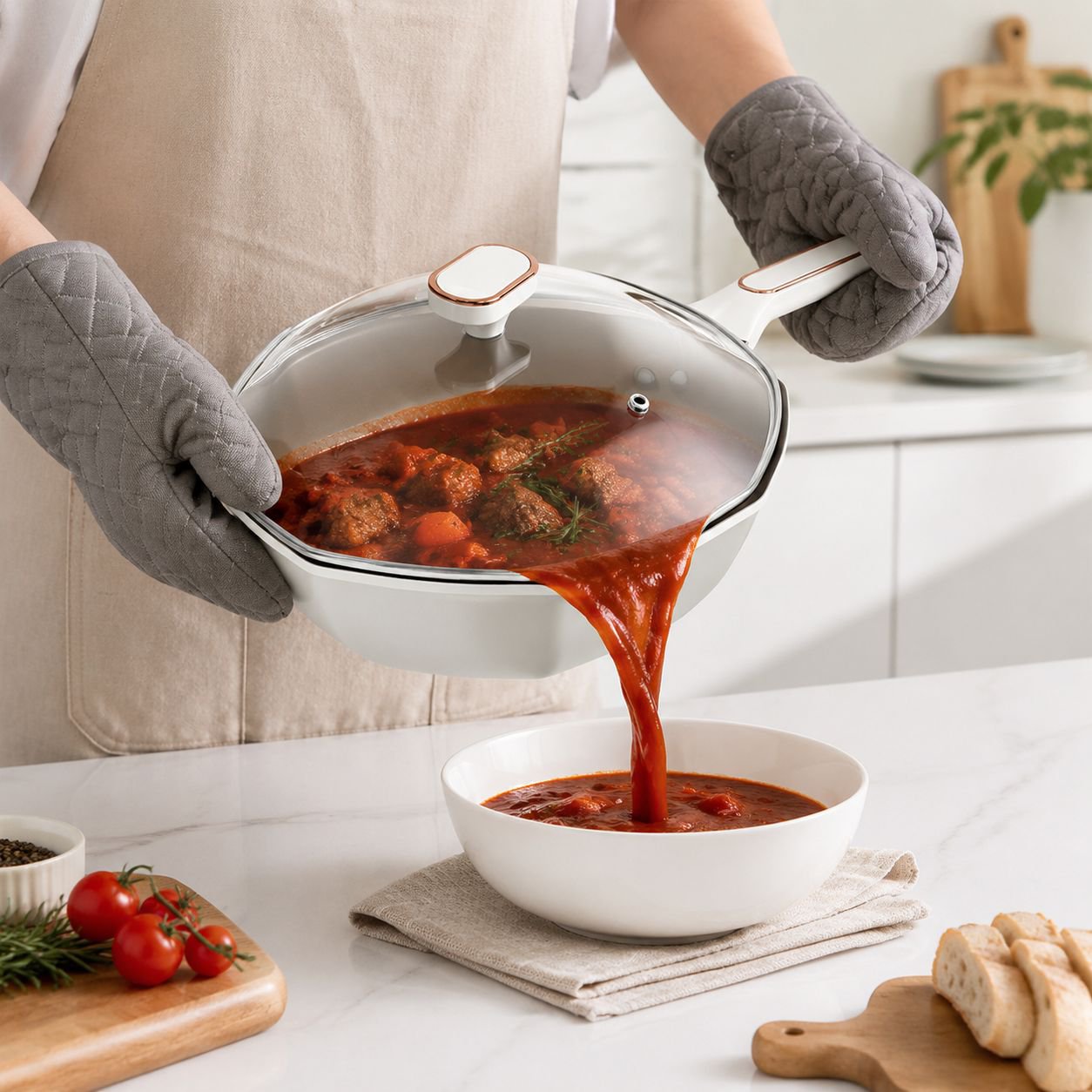 Household Wear-Resistant Spill-Proof Frying Pan with Uniform Heat Conduction