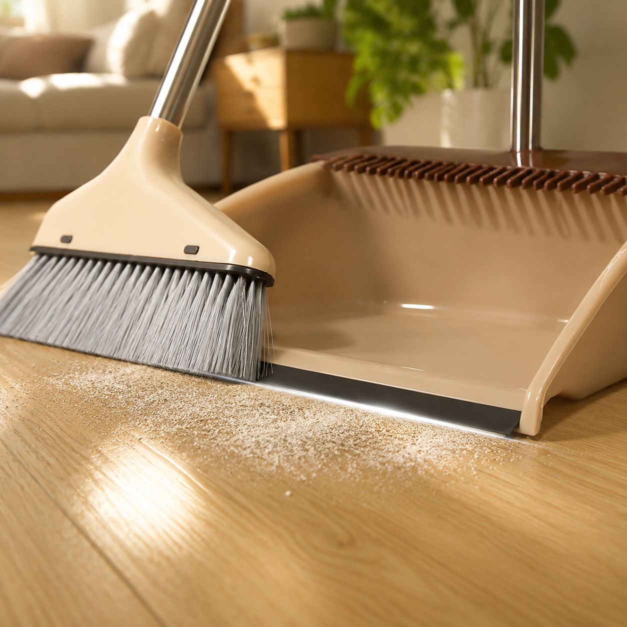 Durable broom and dustpan set for home use