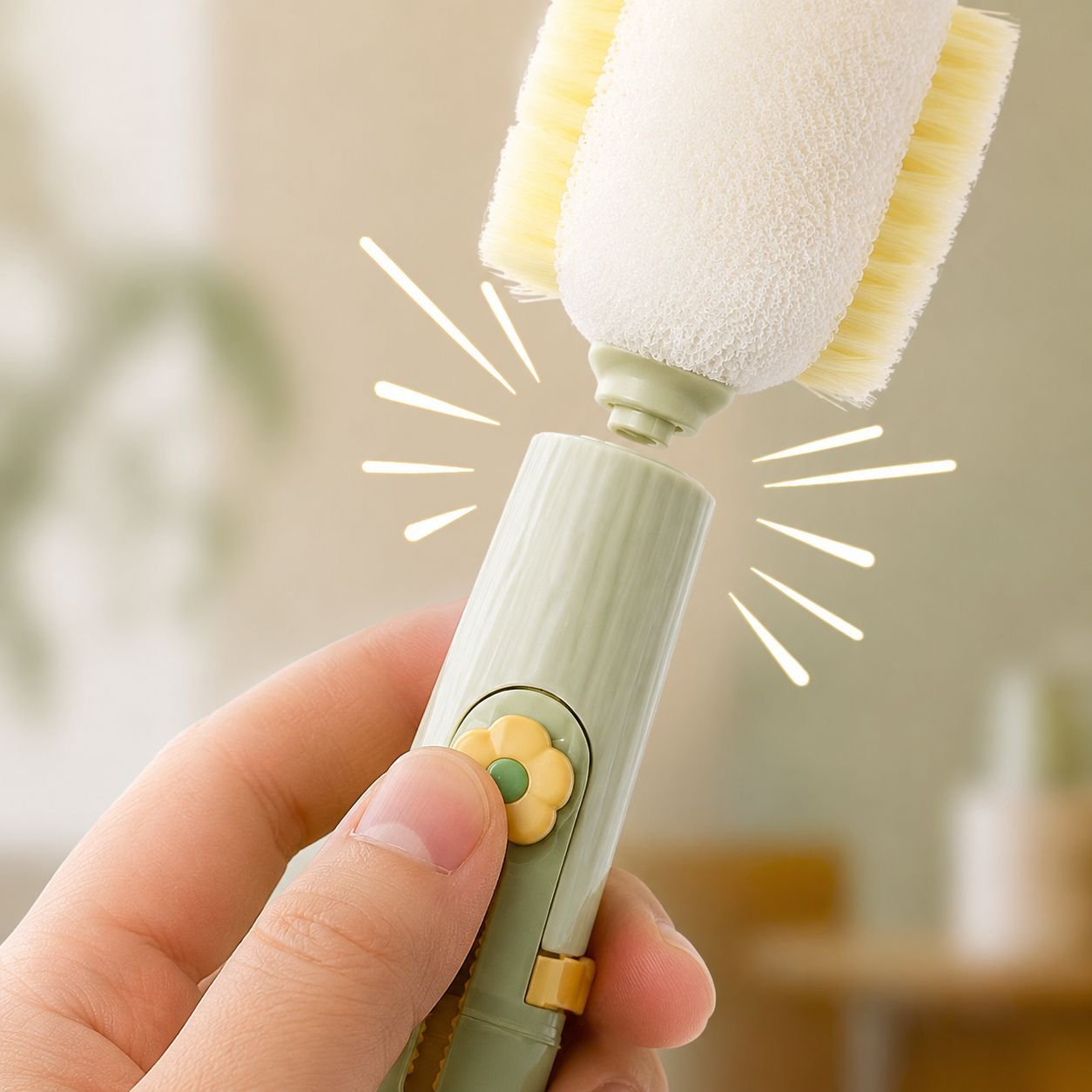 Non-scratch bottle brush for thermos cleaning