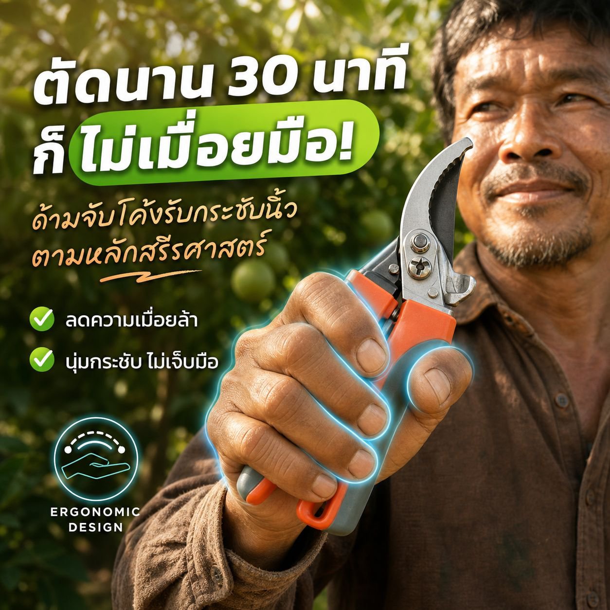 กรรไกรตัดกิ่งสำหรับสวน เครื่องมือแต่งกิ่งไม้ อเนกประสงค์ กันลื่น ประหยัดแรง
