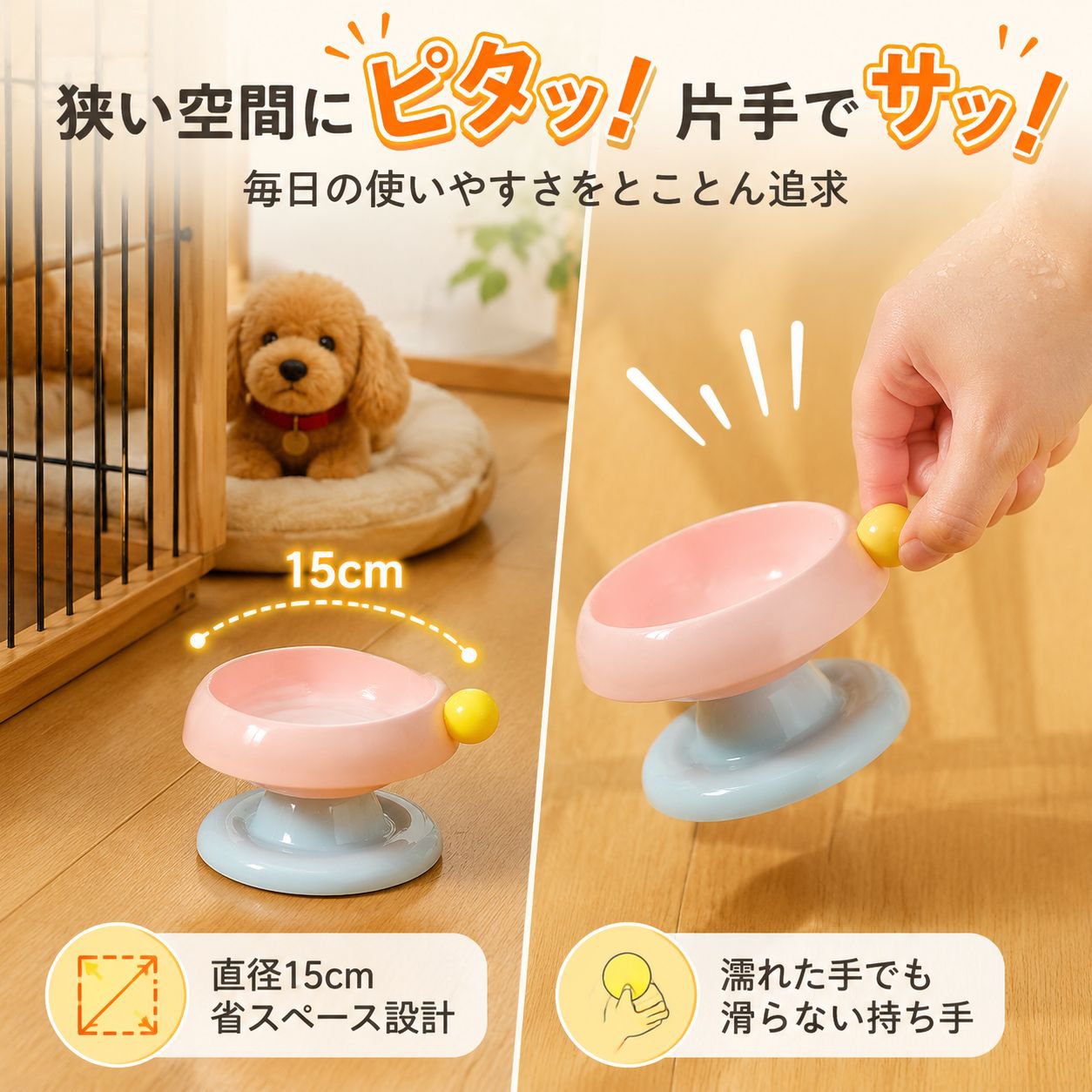 耐久性滑り止めペット用フードボウル