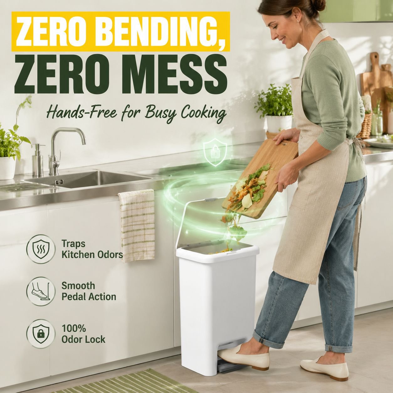 Household Odor-Proof Pedal Trash Bin with Lid