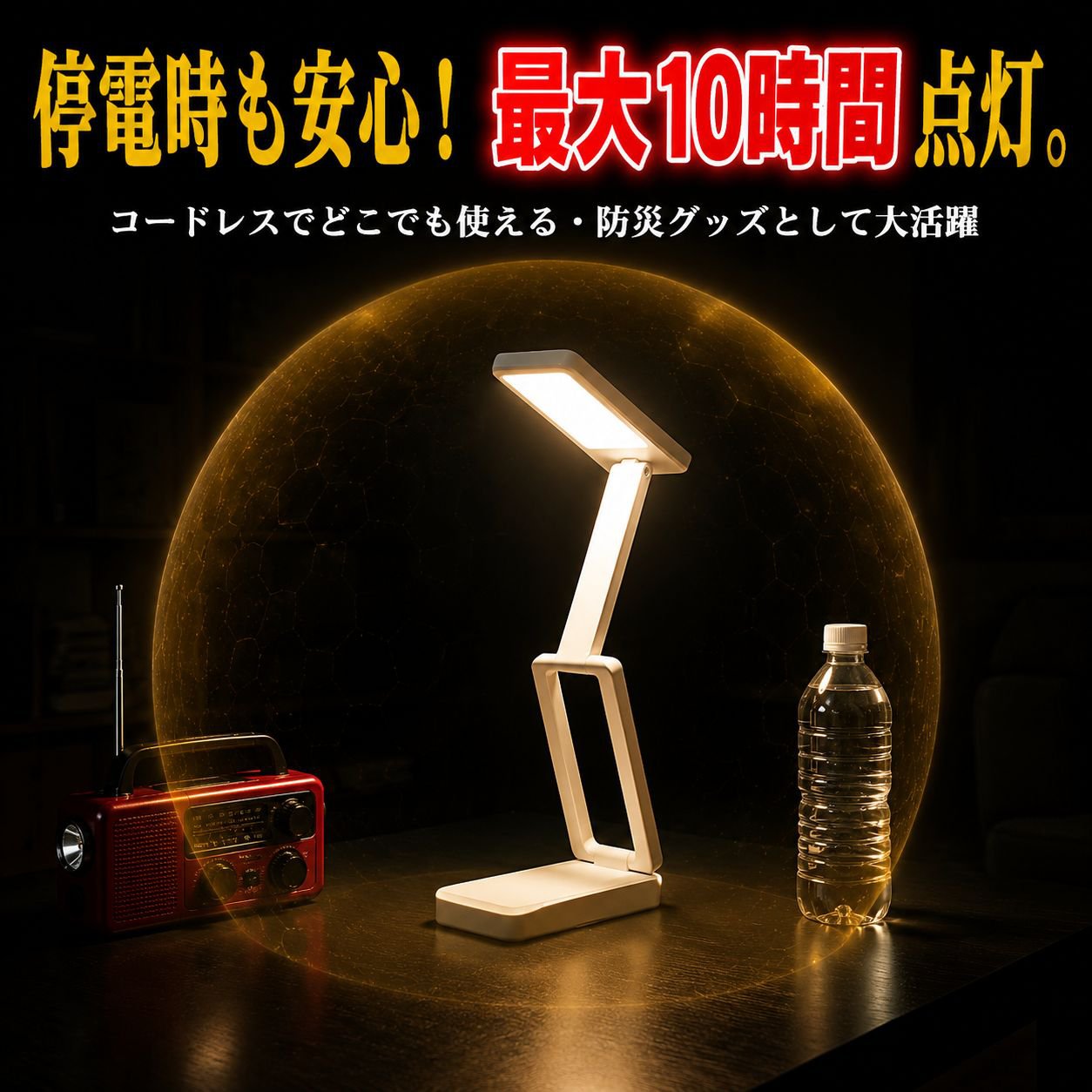 学生用折りたたみLEDデスクライト、寝室ベッドサイド読書学習用ライト