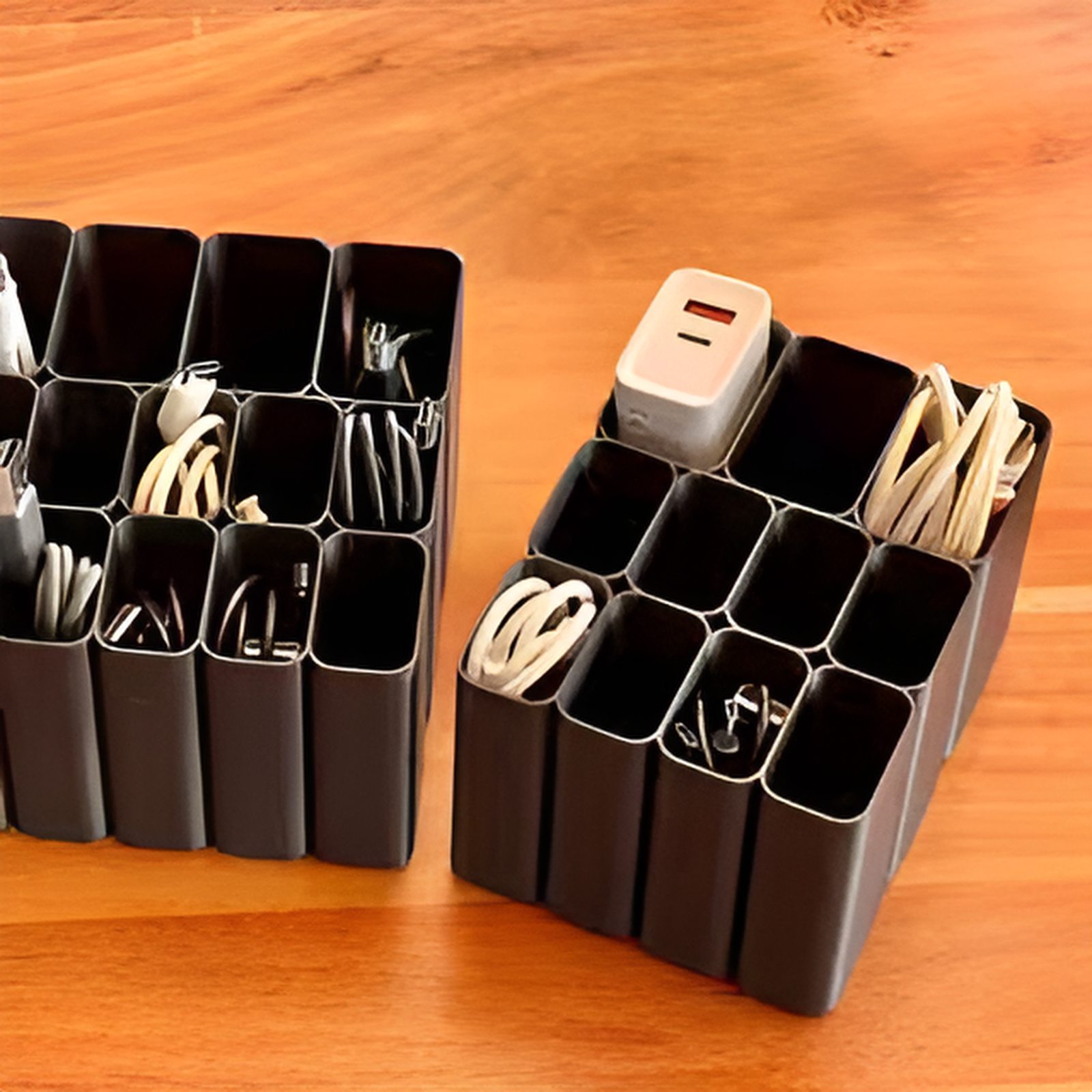 New temu data cable organizer desktop cable organizer charging cable box with multiple compartments