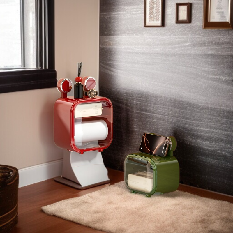 벽걸이 빨판 티슈케이스 설치 모습