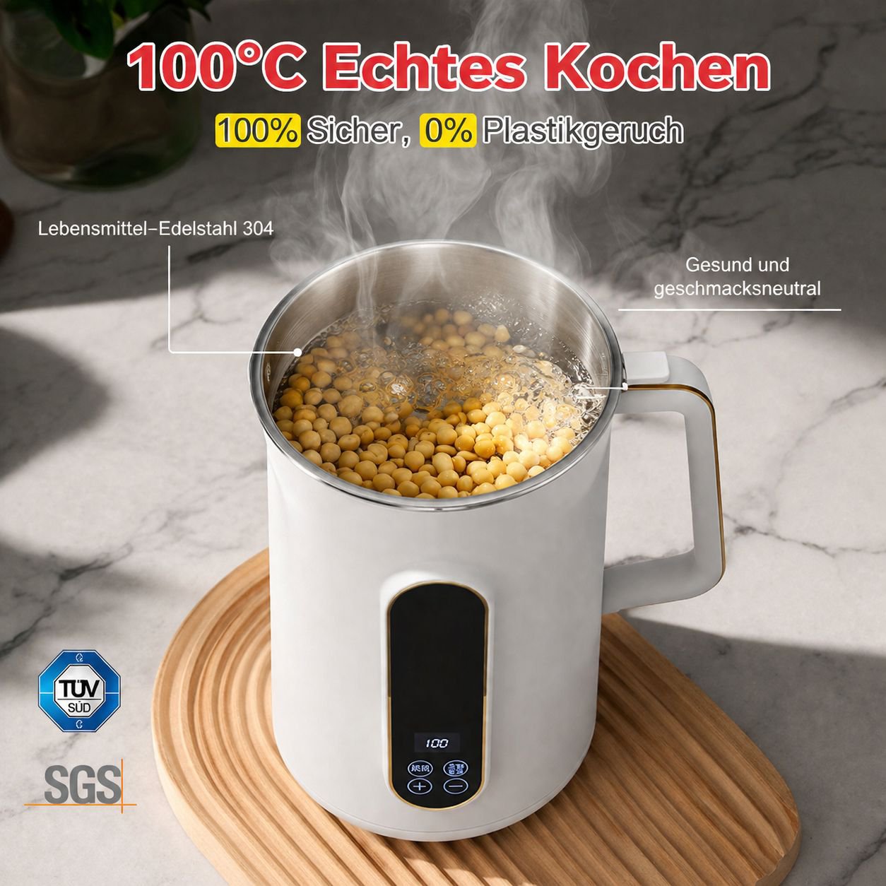 Elektrischer Mini-Sojamilch- und Entsafter für den Haushalt, 10-Klingen, 800ml