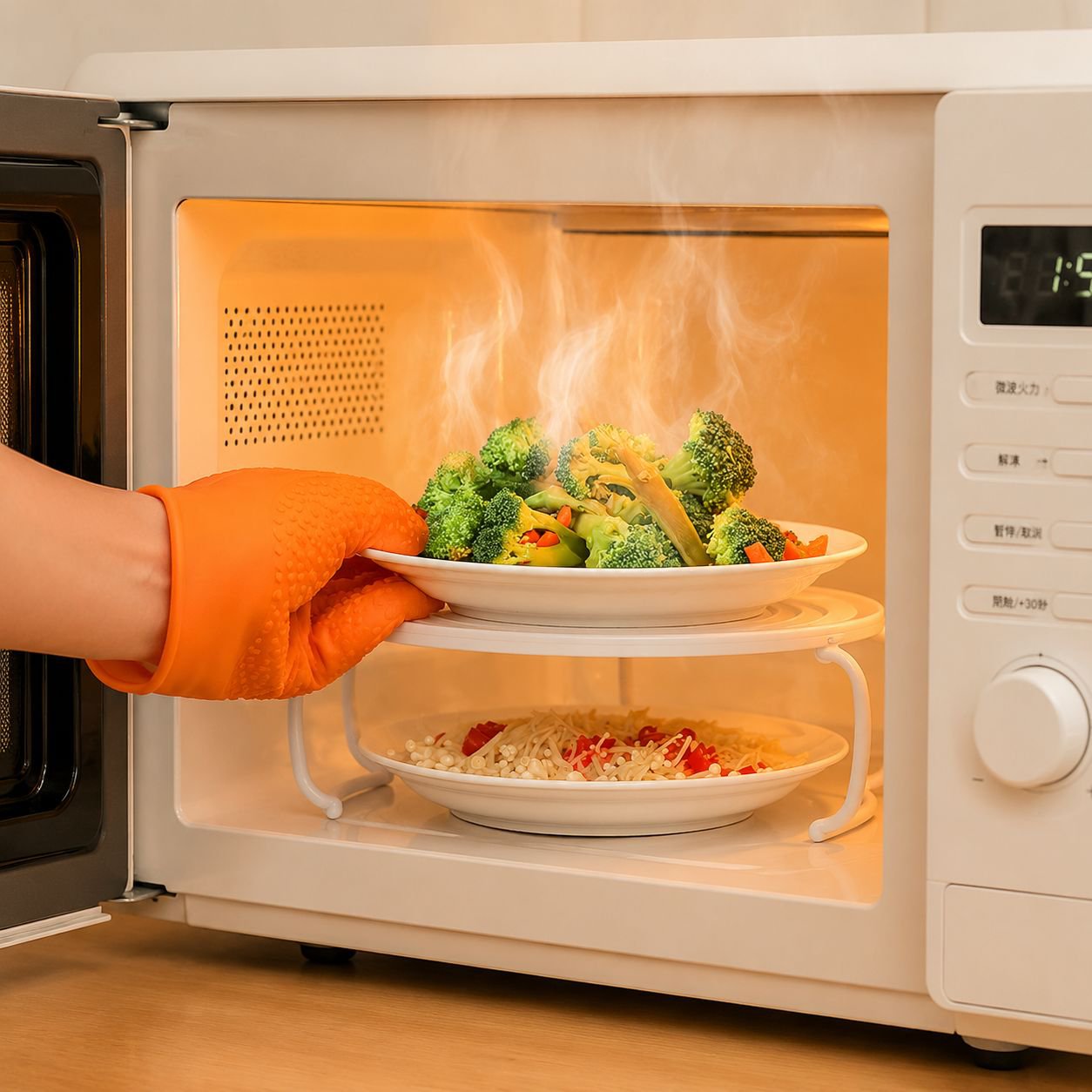 Round Kitchen Microwave Storage Shelf