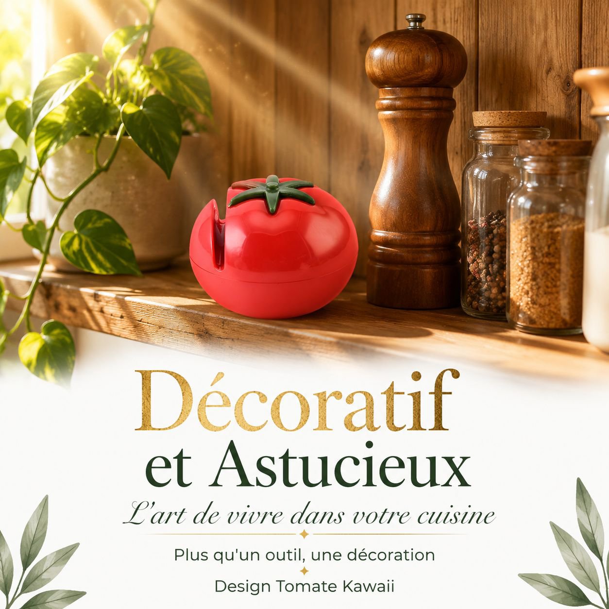 Aiguiseur manuel de couteaux design tomate, accessoire portable pour cuisine
