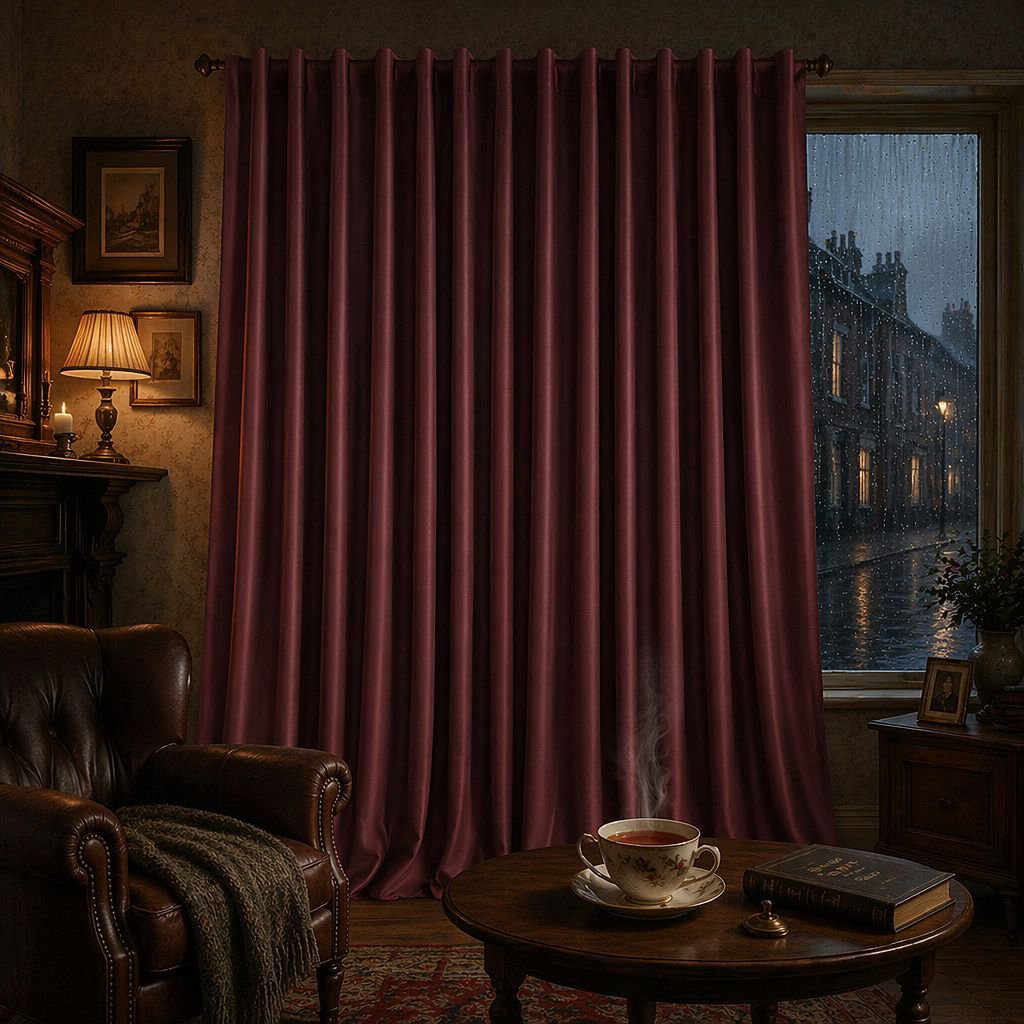 High Blackout Solid Color Short Curtain hanging in modern living room