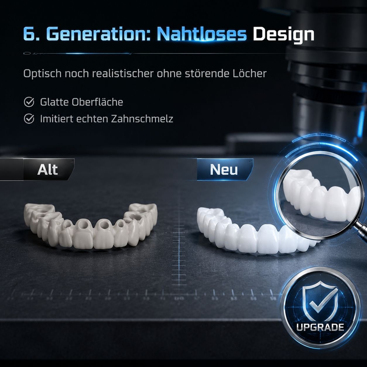  Generation Zahnprothese – Gleichzeitige Aufhellung der oberen und unteren Zähne