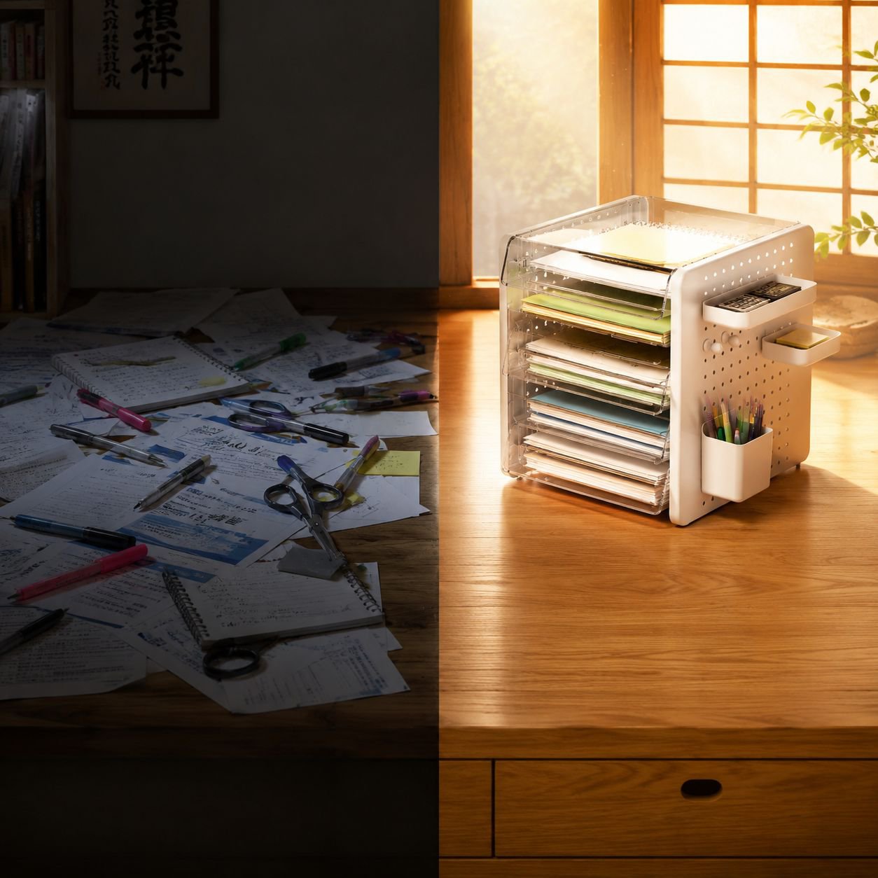 多機能卓上ペグボード収納ボックス全体画像