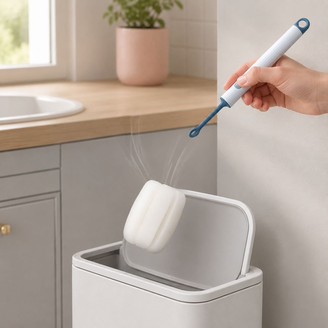 Cepillo multifuncional de mango largo para el hogar, con esponja reemplazable
