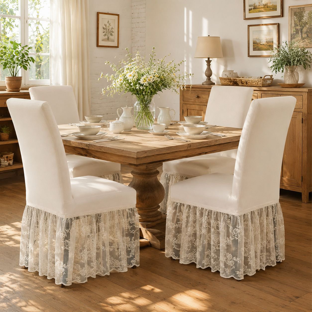 Solid Color Milk Silk Chair Cover on dining chair