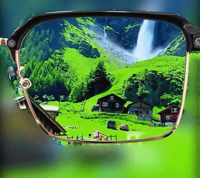 Auto-focus mechanism detail on blue light reading glasses