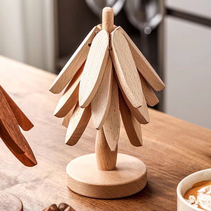 Beech wood ornaments insulation pad creative table mat anti-scalding high temperature resistant pot 