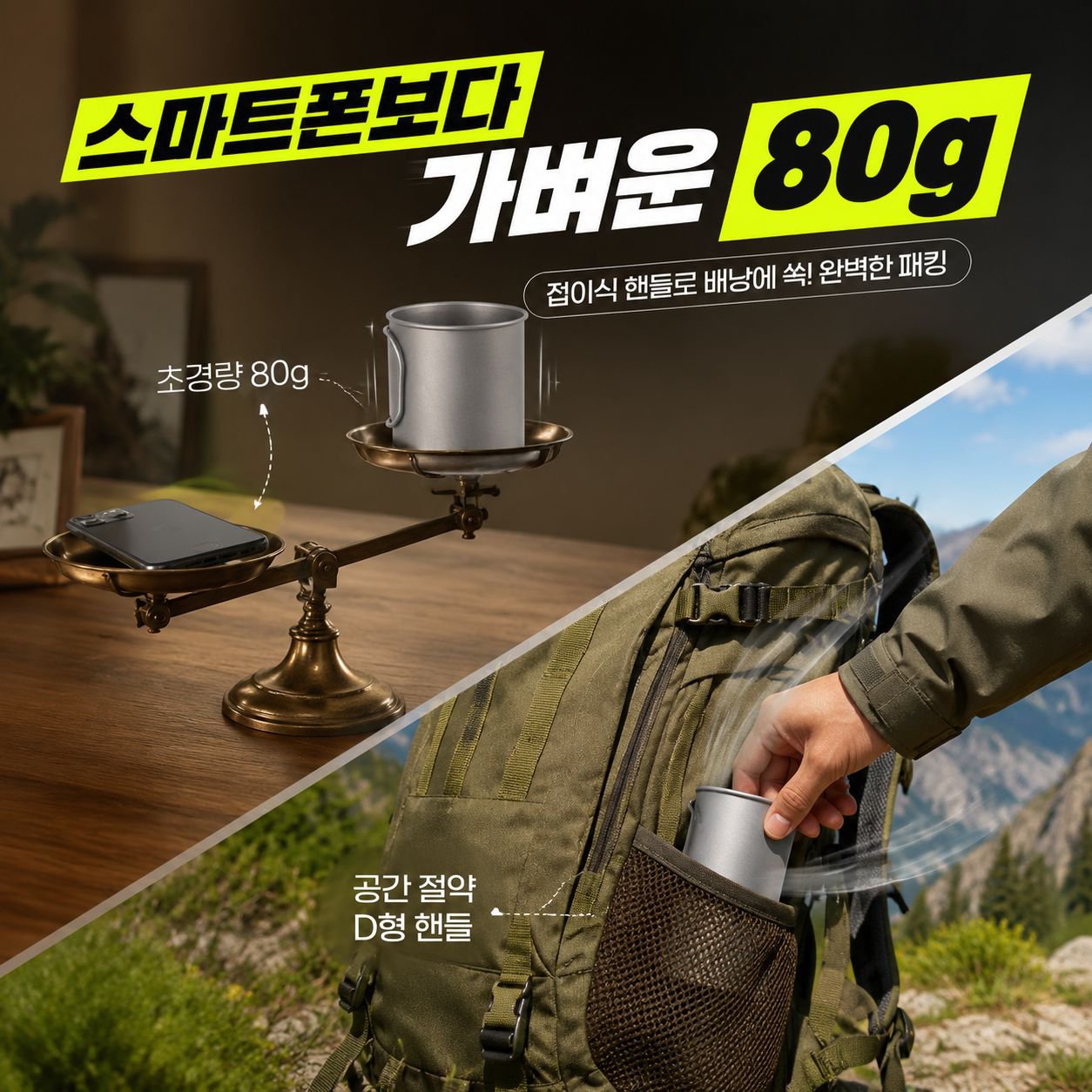 야외용 순수 티타늄 커피컵, 휴대용 캠핑 티타늄 컵