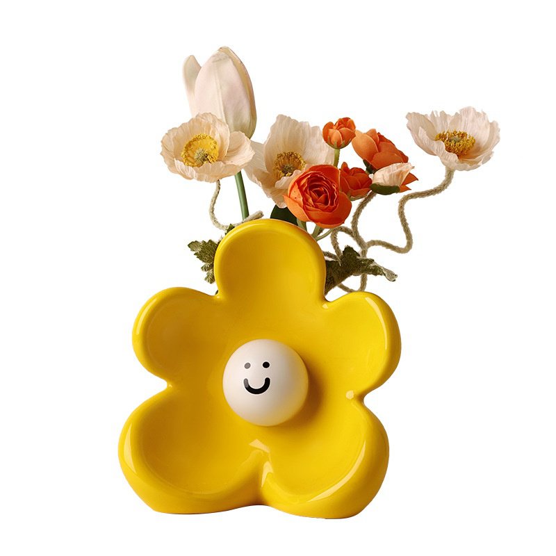 かわいい笑顔のセラミック花瓶