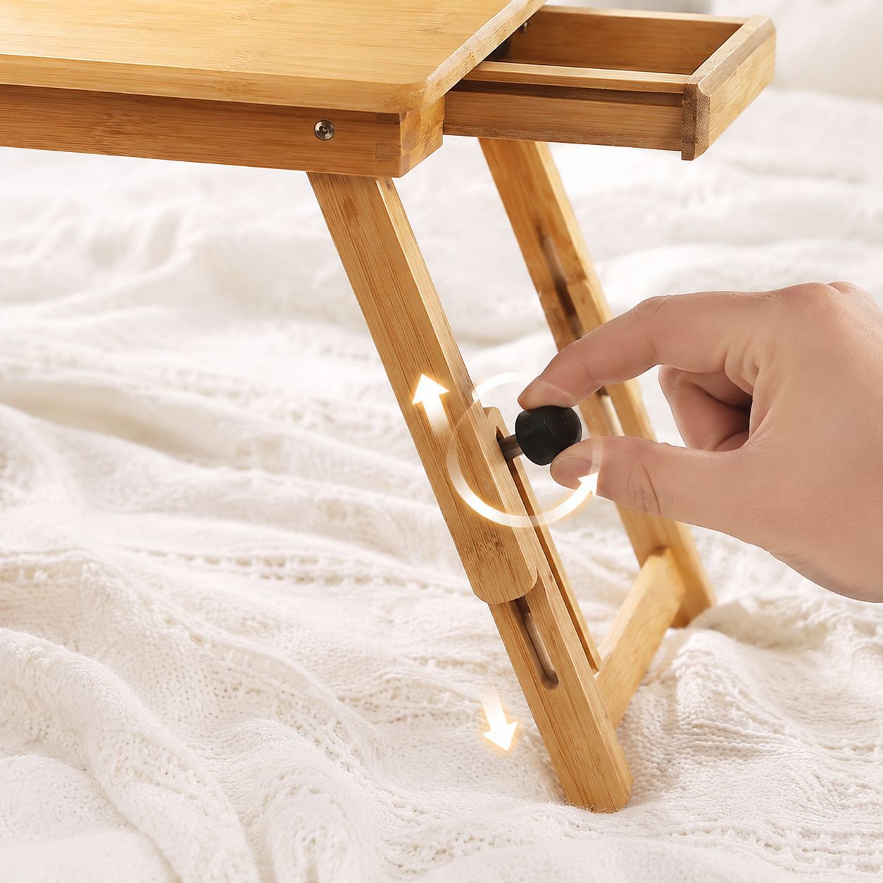Compact folding table used as study desk