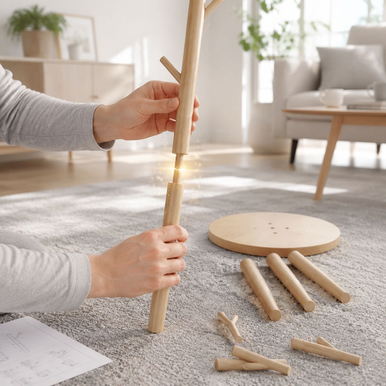 Multifunktionaler Massivholz Kleiderständer, freistehend für Schlafzimmer und Wohnzimmer