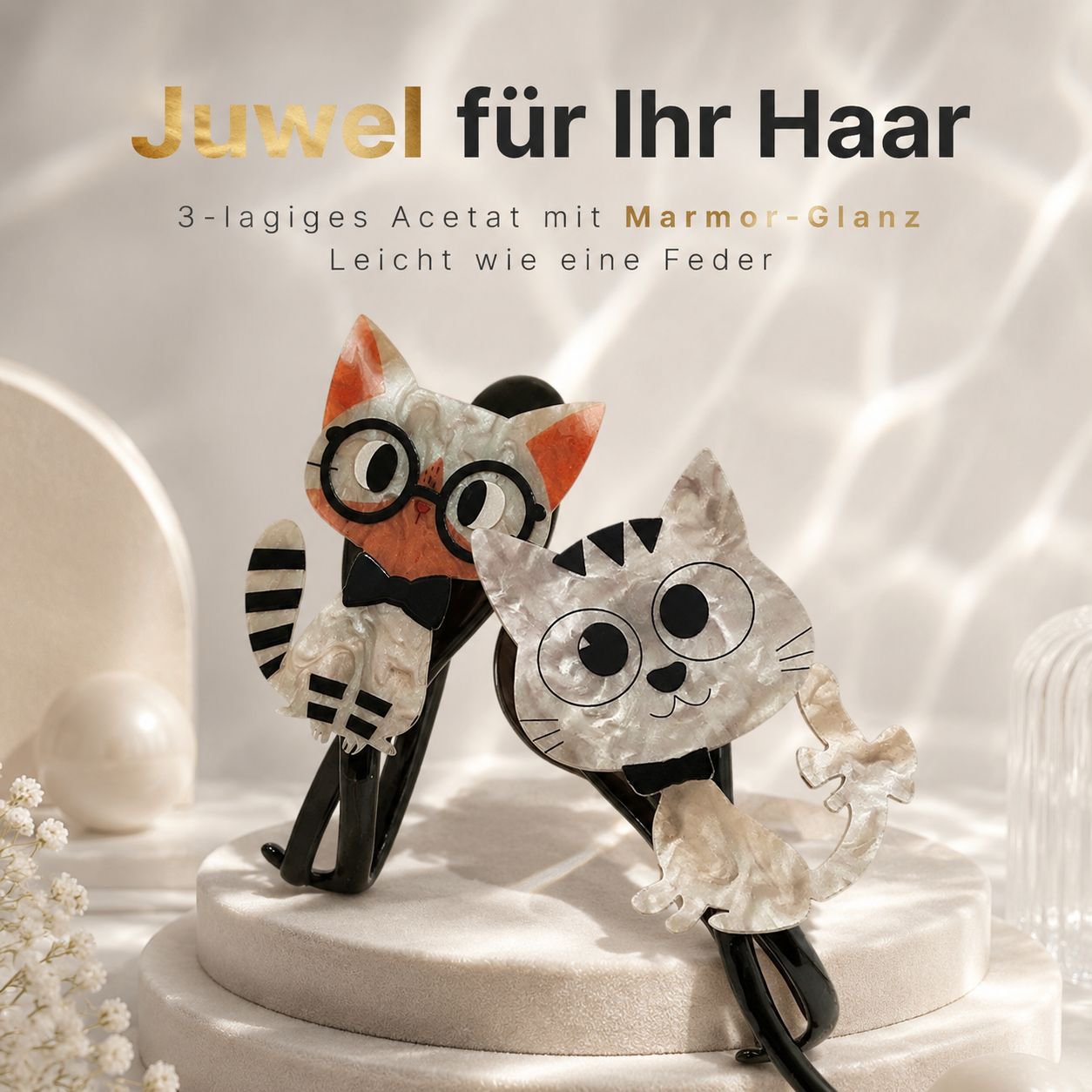 Elegante Katzen-Haarklammer