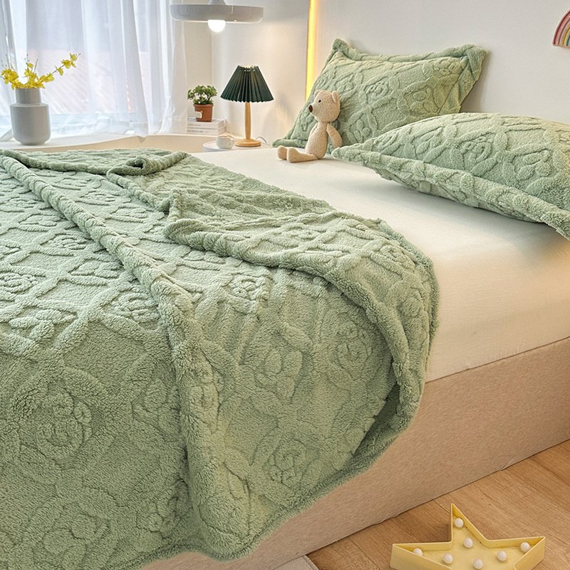 Samt Verdickte Korallenfleece Jacquard Decke Überwurfdecke